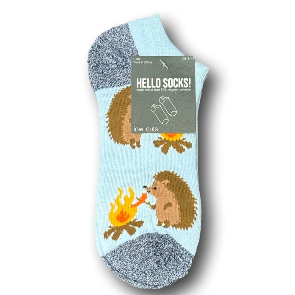 3/$15 Hedgehogs & Campfires Funny Novelty Low-Cut Ankle Socks - NWT